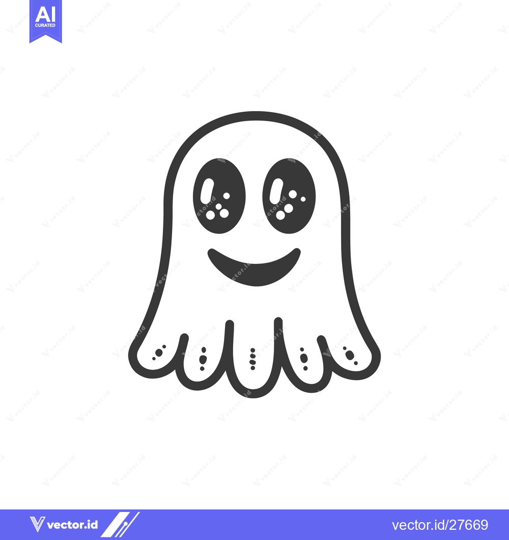 Premium Vector of A smiling ghost illustration with big eyes and a happy expression