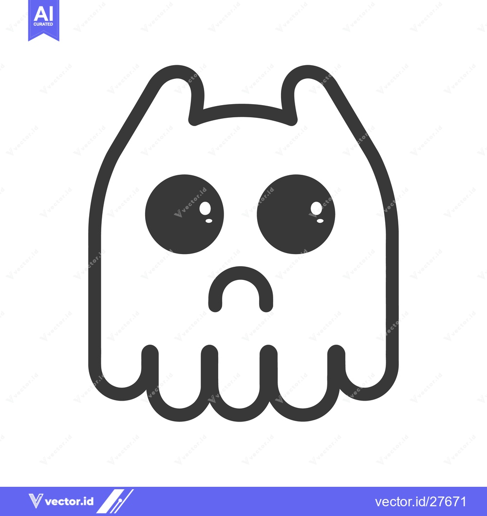 Premium Vector dari A simple outlined cartoon ghost with a sad expression