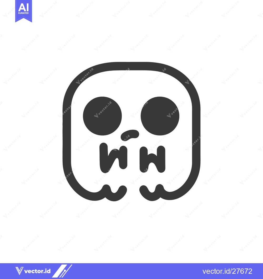 Premium Vector of A monochrome graphic illustration of a stylized smiling skull face