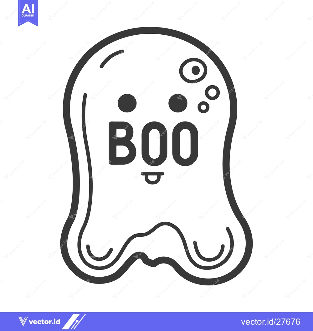 Premium Vector dari A playful cartoon ghost with a smiling face and spooky design