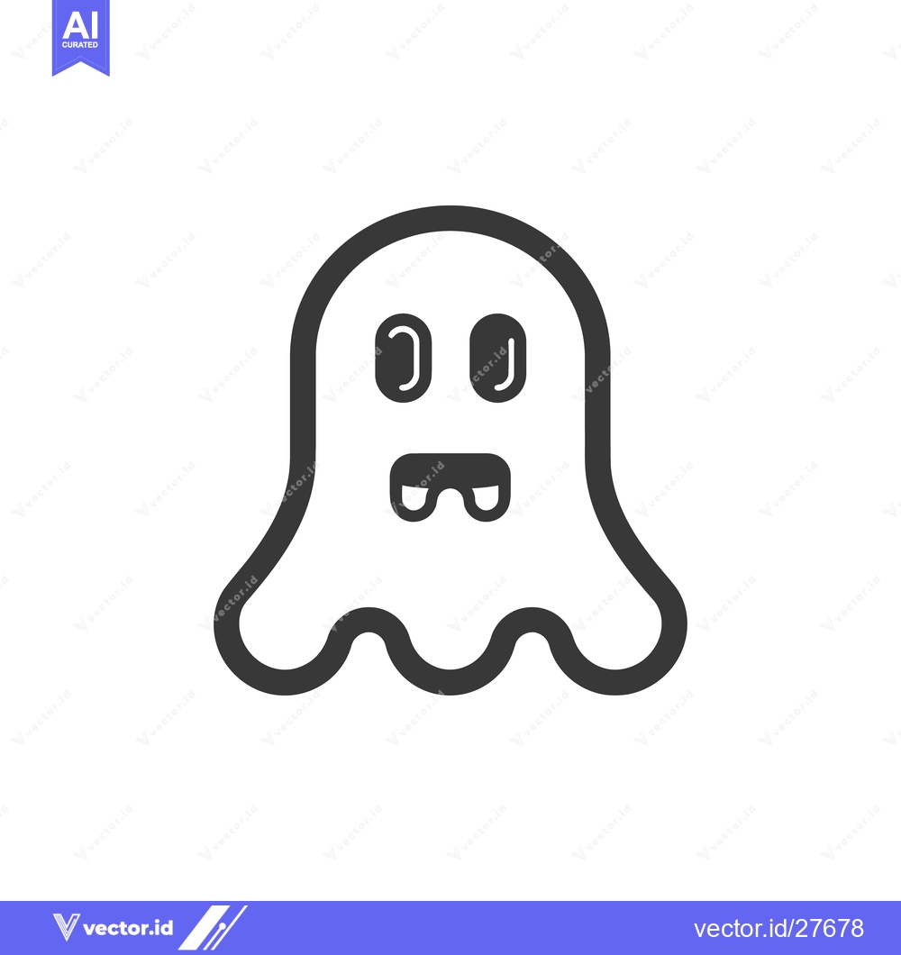 Premium Vector of A Simple Cartoon Ghost With Black Outline and White Background