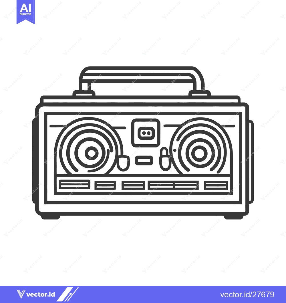 Premium Vector dari A black and white line drawing of a portable audio device