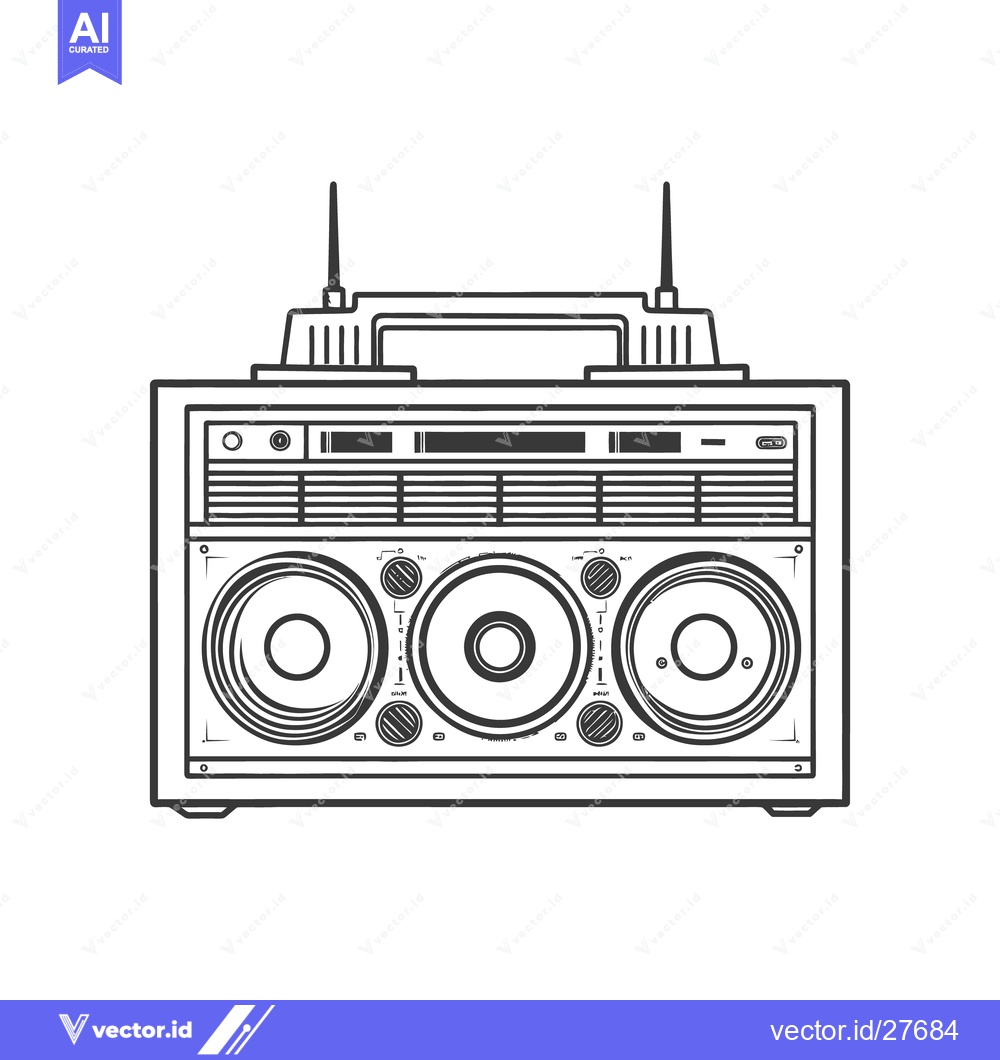 Premium Vector of An illustrated image representing a classic retro portable audio boomb