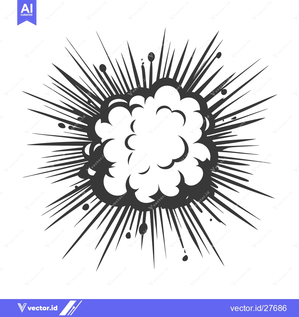 Premium Vector of Graphic illustration depicting an explosion effect with cloud and rays
