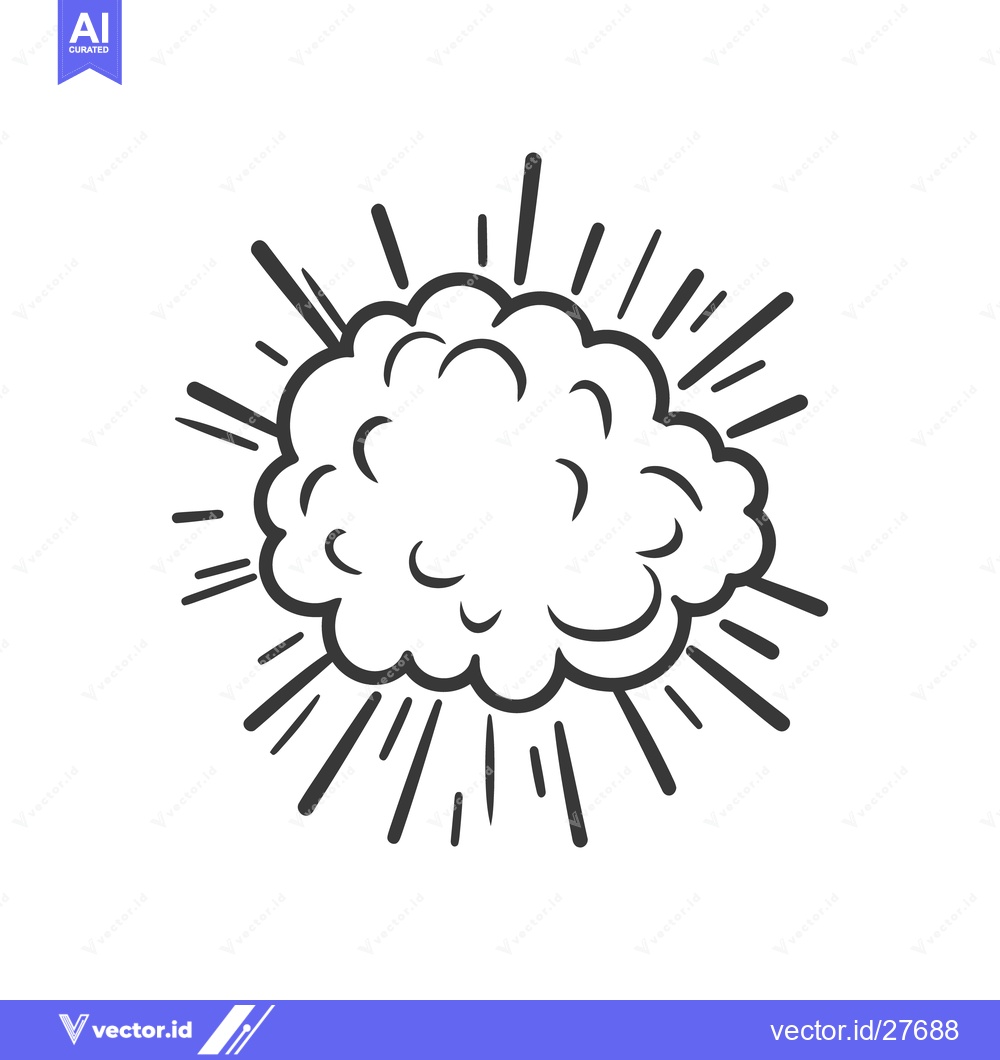 Premium Vector dari A black and white cartoon illustration depicting an explosion graphic