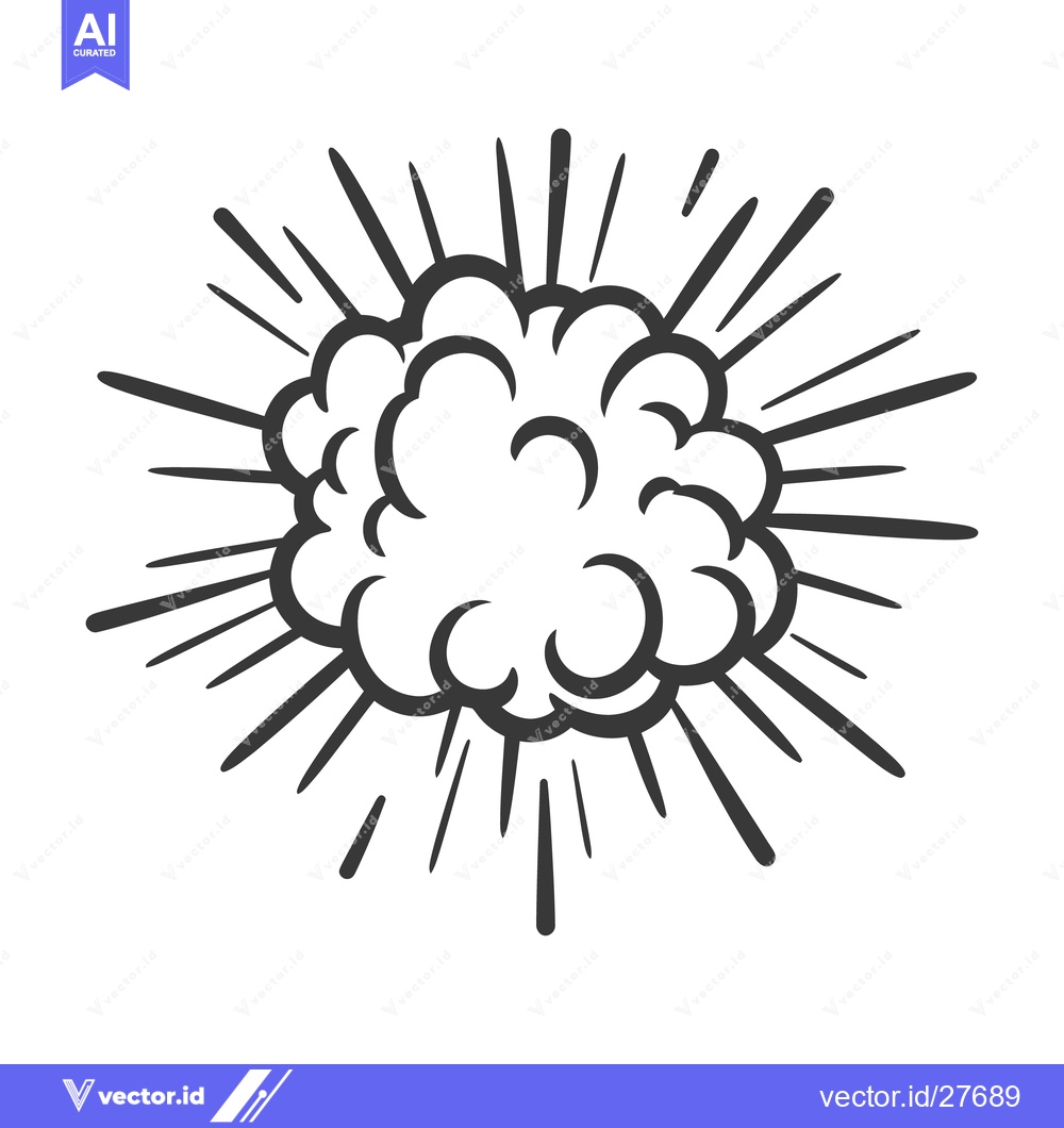 Premium Vector dari A black and white depiction of an exploding cloud burst