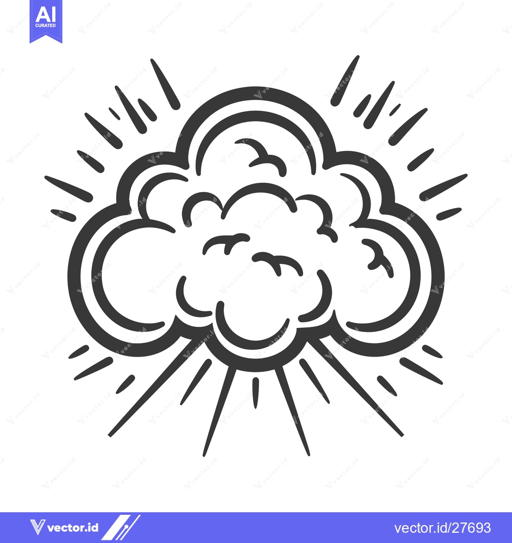 Premium Vector dari A black and white graphic cloud symbol with radiating lines