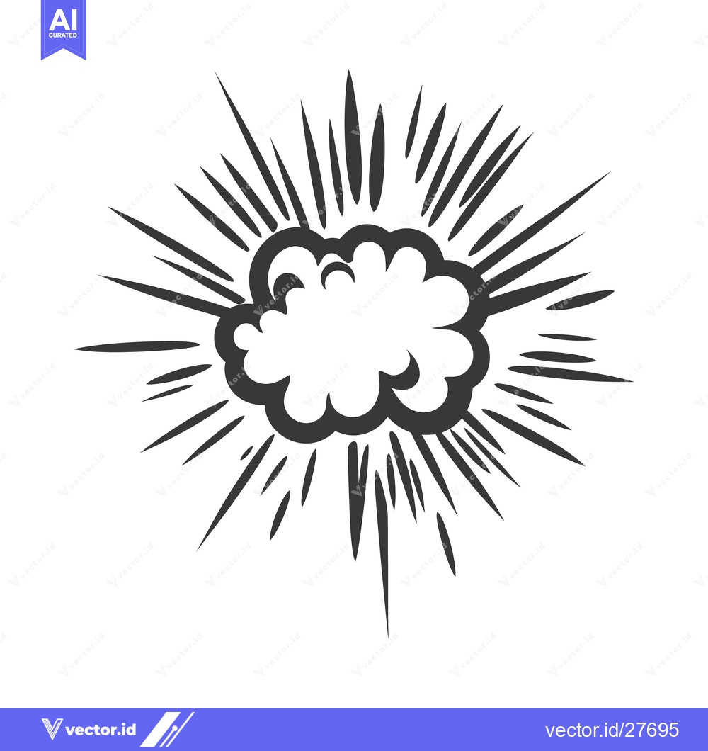 Premium Vector dari Simple Black And White Drawing Depicting An Explosion Burst
