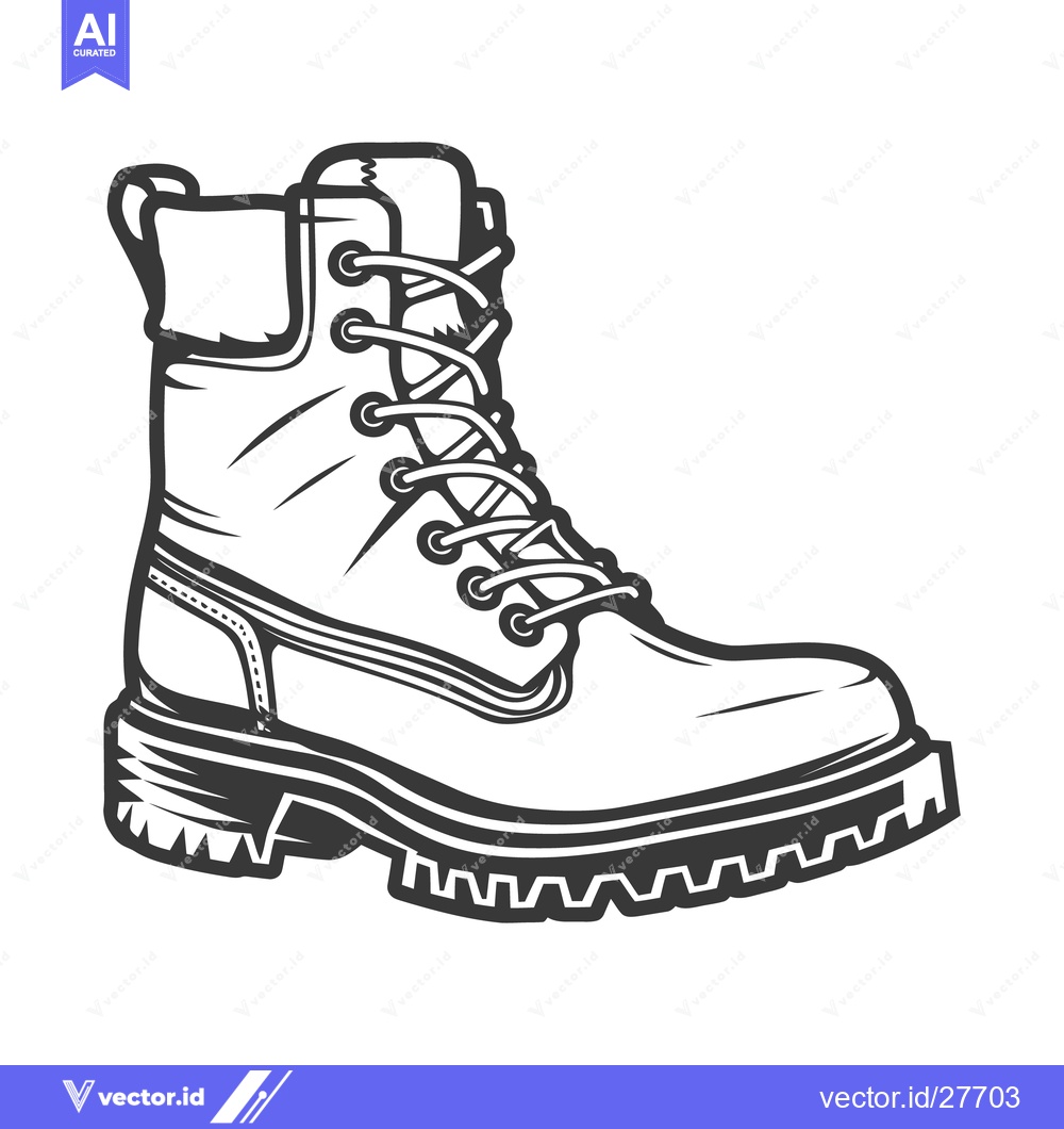 Premium Vector dari An illustrated drawing of a sturdy lace up work boot