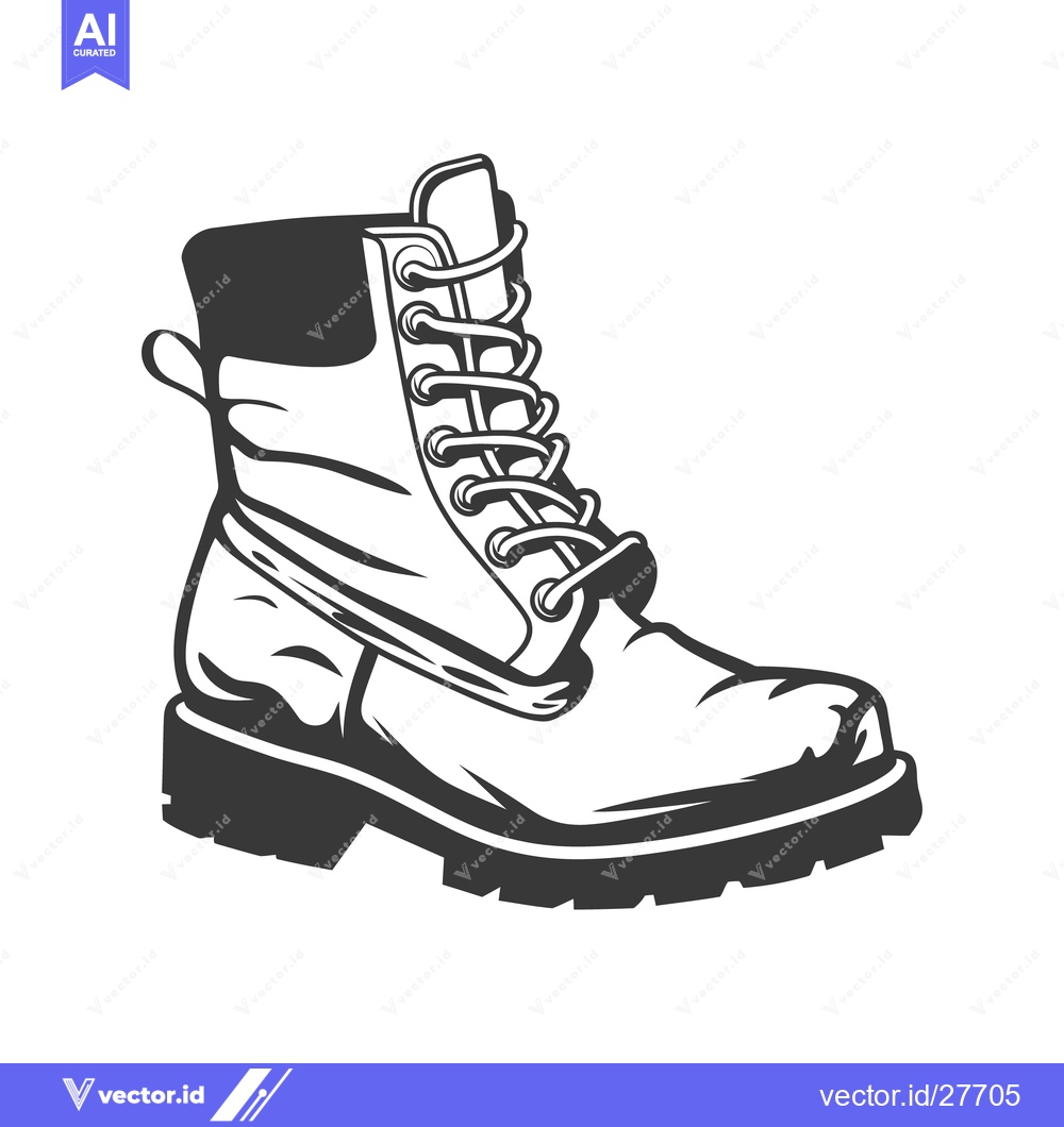 Premium Vector dari A black and white illustration depicting a leather boot