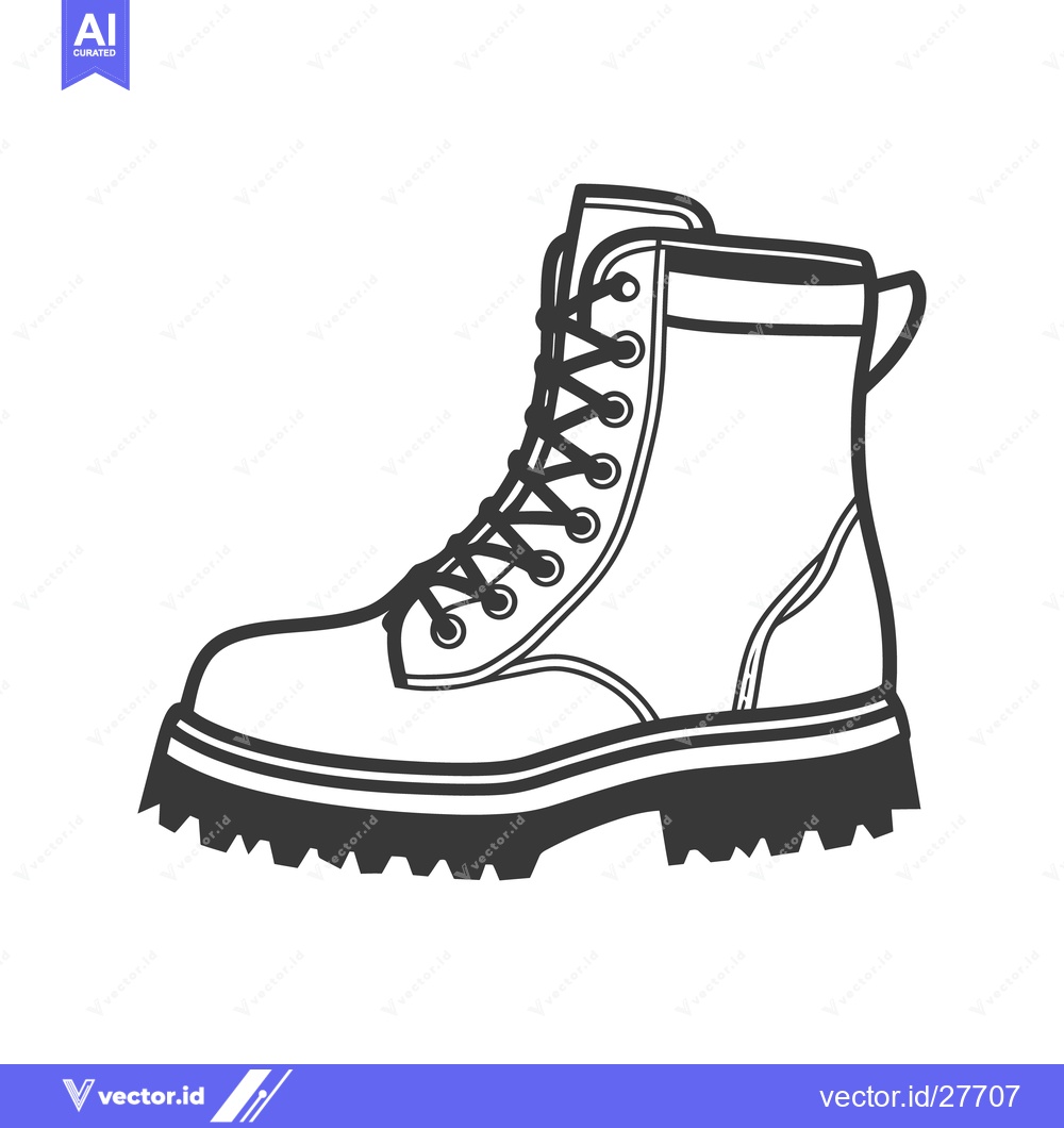 Premium Vector dari A drawing of a single heavy boot with laces