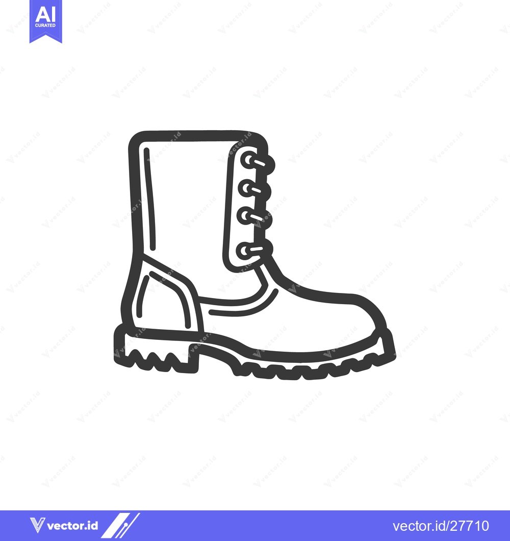 Premium Vector dari An outline drawing depicting a sturdy boot with laces