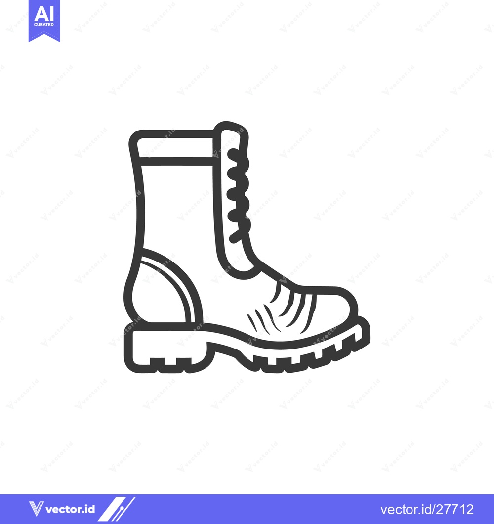 Premium Vector dari A monochrome line drawing depicts a single work boot