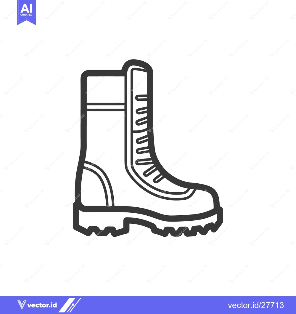 Premium Vector dari A simple line illustration of a tall hiking or work boot