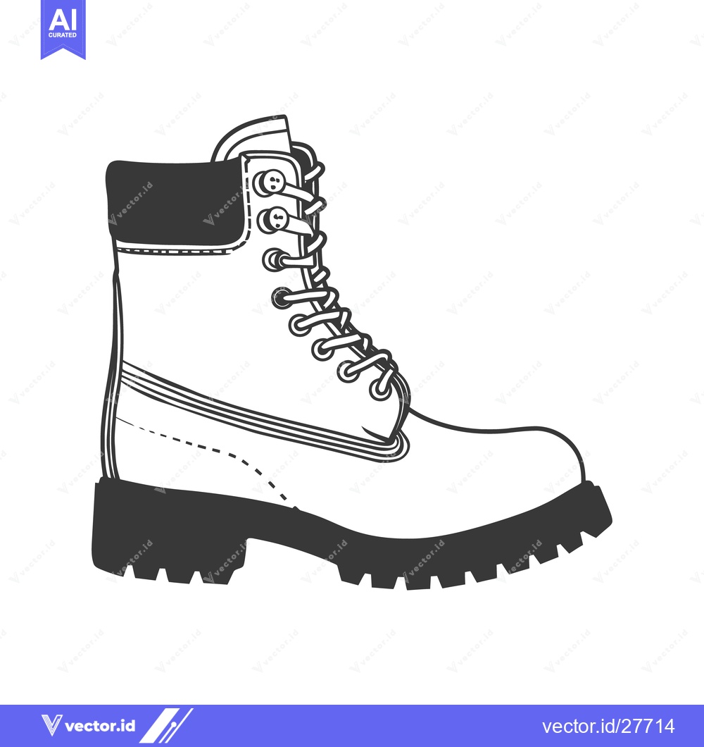 Premium Vector dari A detailed monochrome illustration of a heavy duty boot
