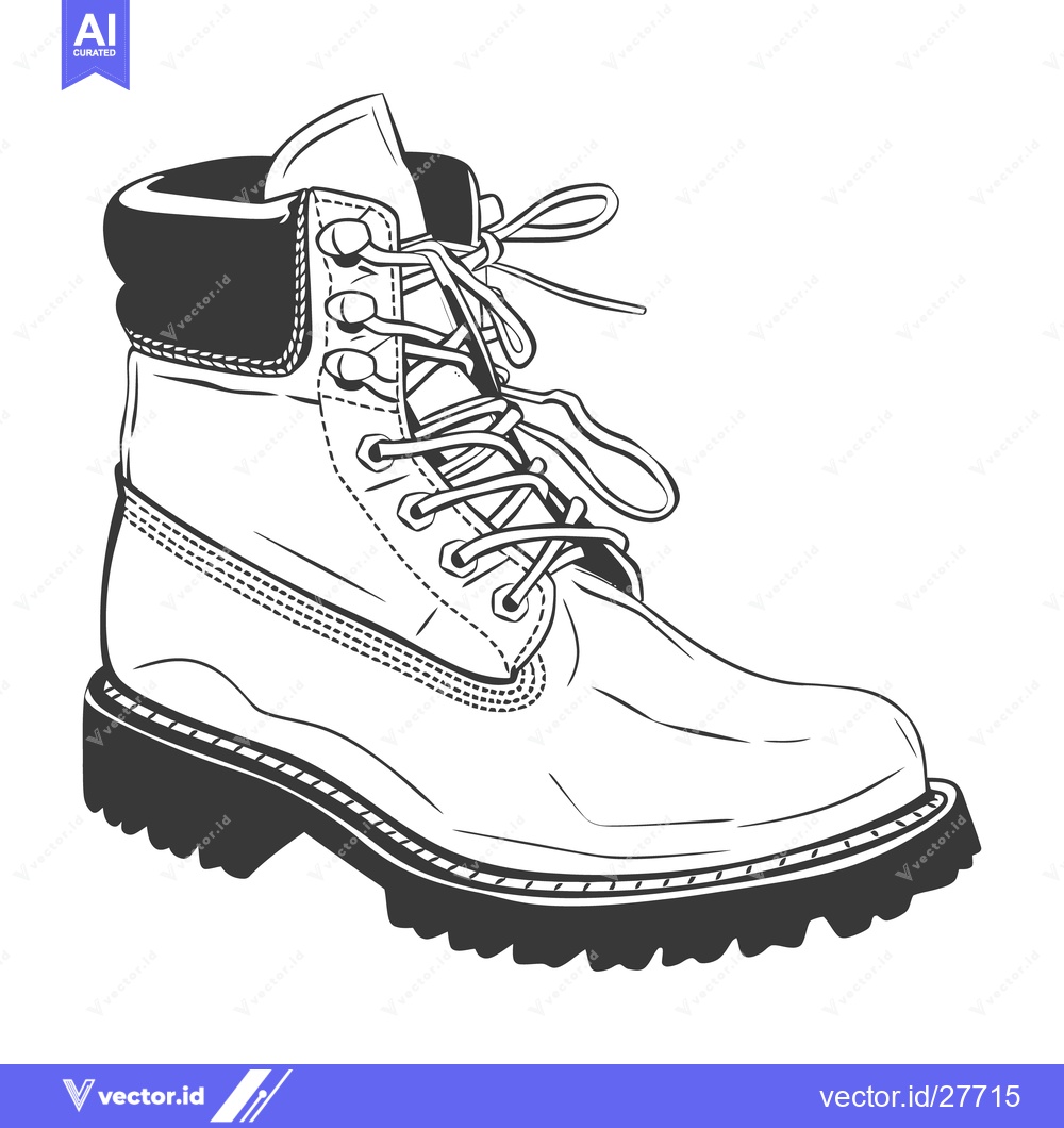 Premium Vector dari An illustration depicting a sturdy work boot with laced shoe strings