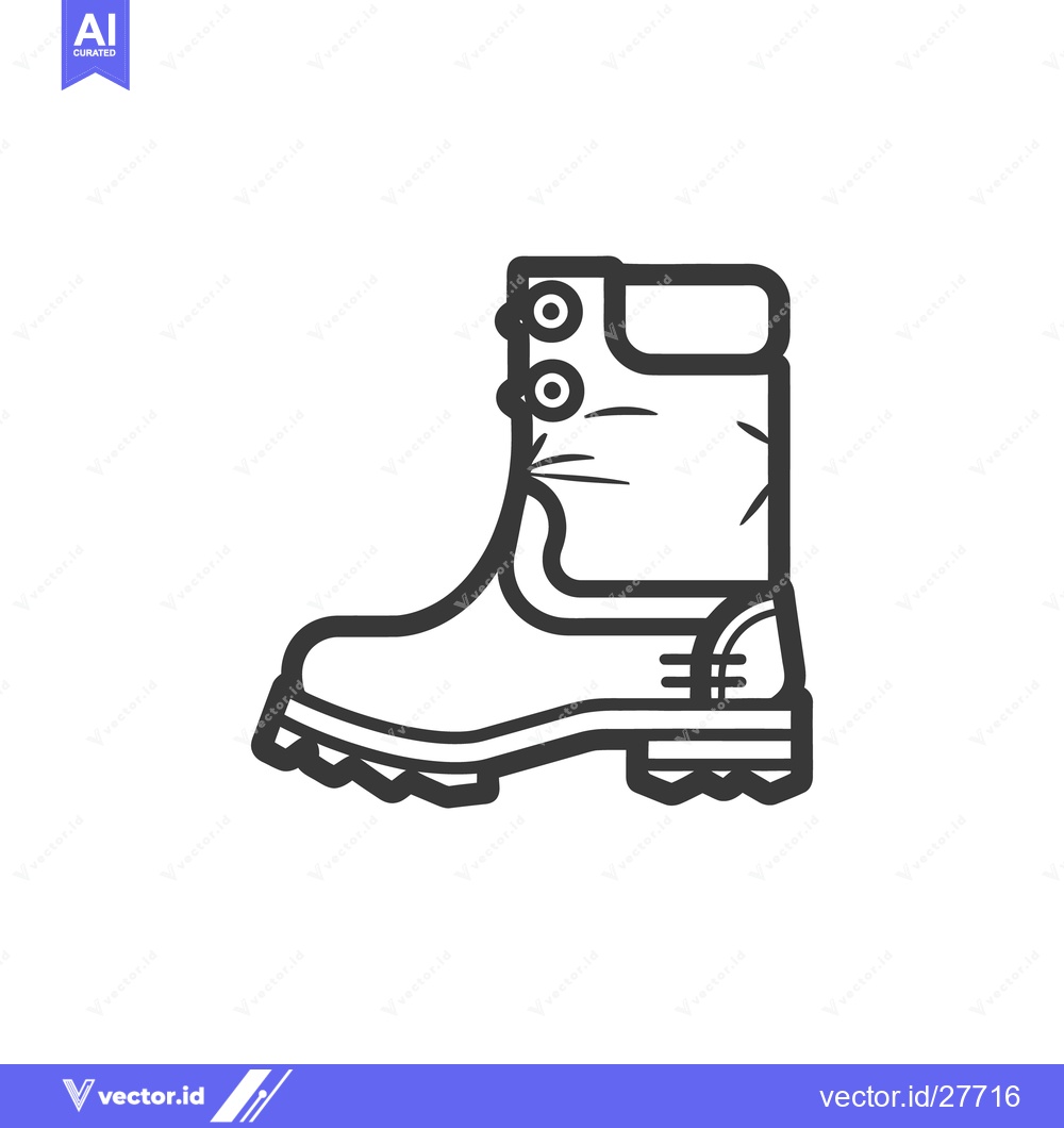 Premium Vector dari A black and white illustrated image of a rugged boot