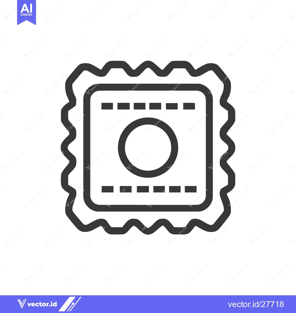 Premium Vector dari Decorative Square Icon with Circle and Dashed Lines, Bold Outline