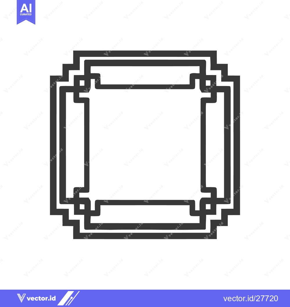 Premium Vector of Geometric Frame Design: Pixelated Border with Intricate Corner Details