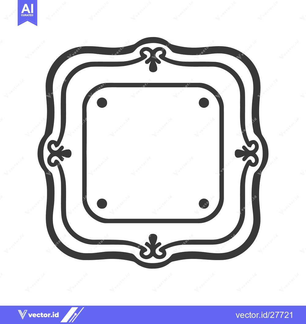 Premium Vector of Ornate Black Frame with Rounded Square Center and Decorative Elements