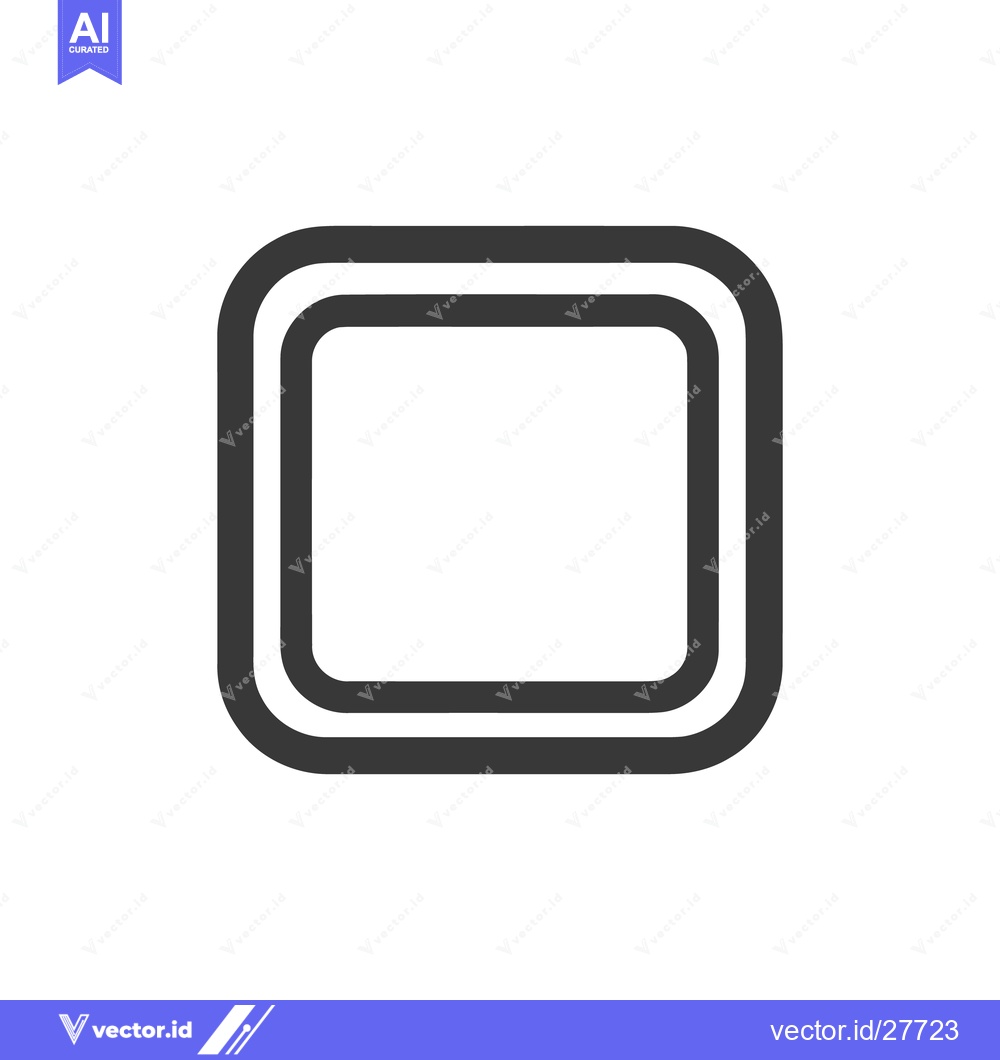 Premium Vector dari Double-Lined Rounded Square: Minimalist Icon in Bold Gray on White Bac