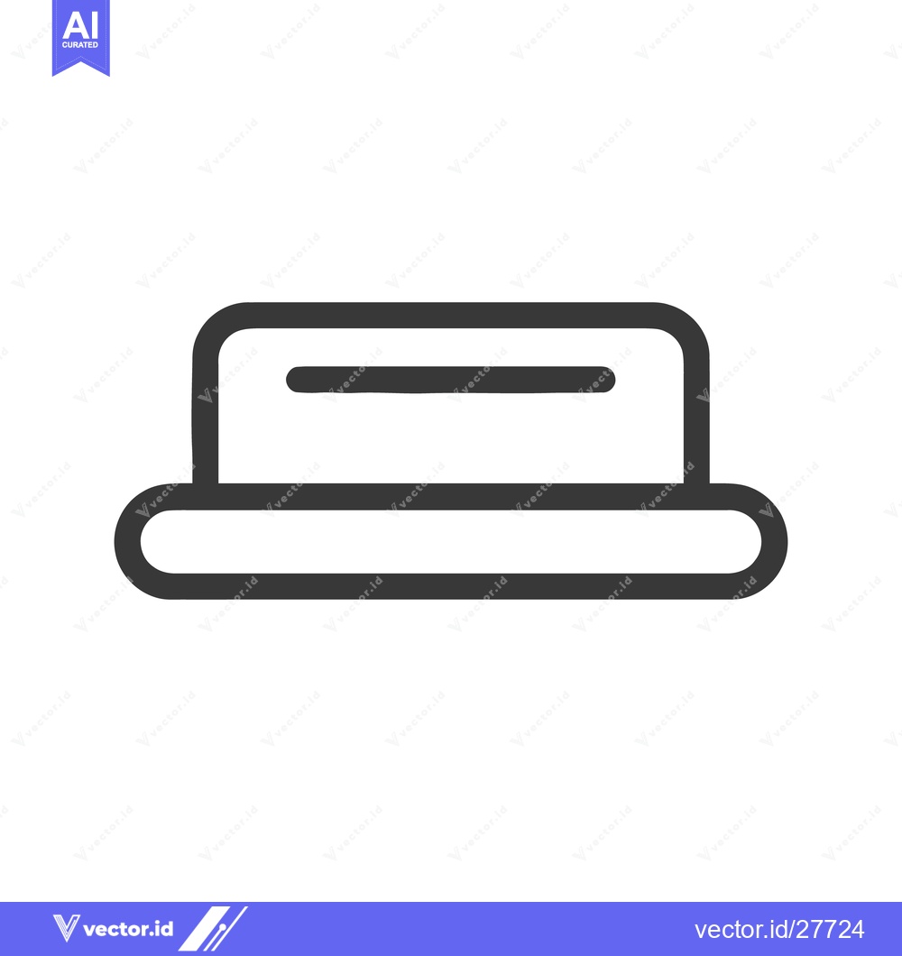 Premium Vector of Minimalist Pork Pie Hat Icon: Clean Line Art Design