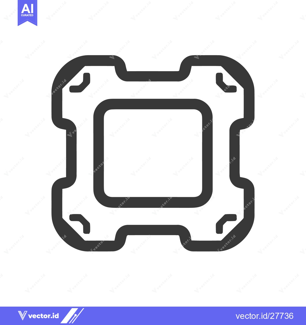 Premium Vector dari Stylized CPU Socket Icon: Bold Outline on White Background