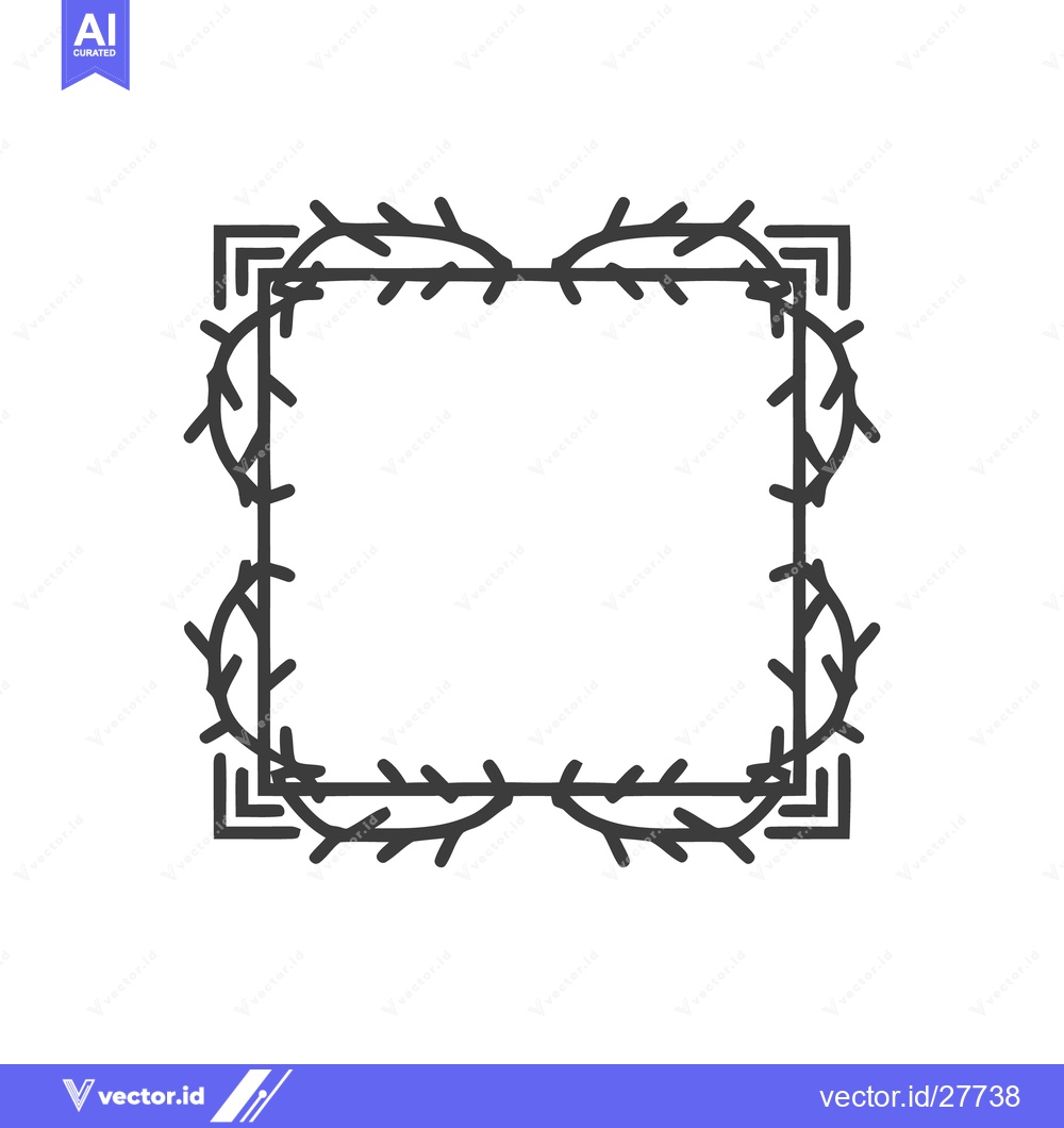 Premium Vector dari Minimalist Square Frame with Branch and Geometric Corner Accents on Wh