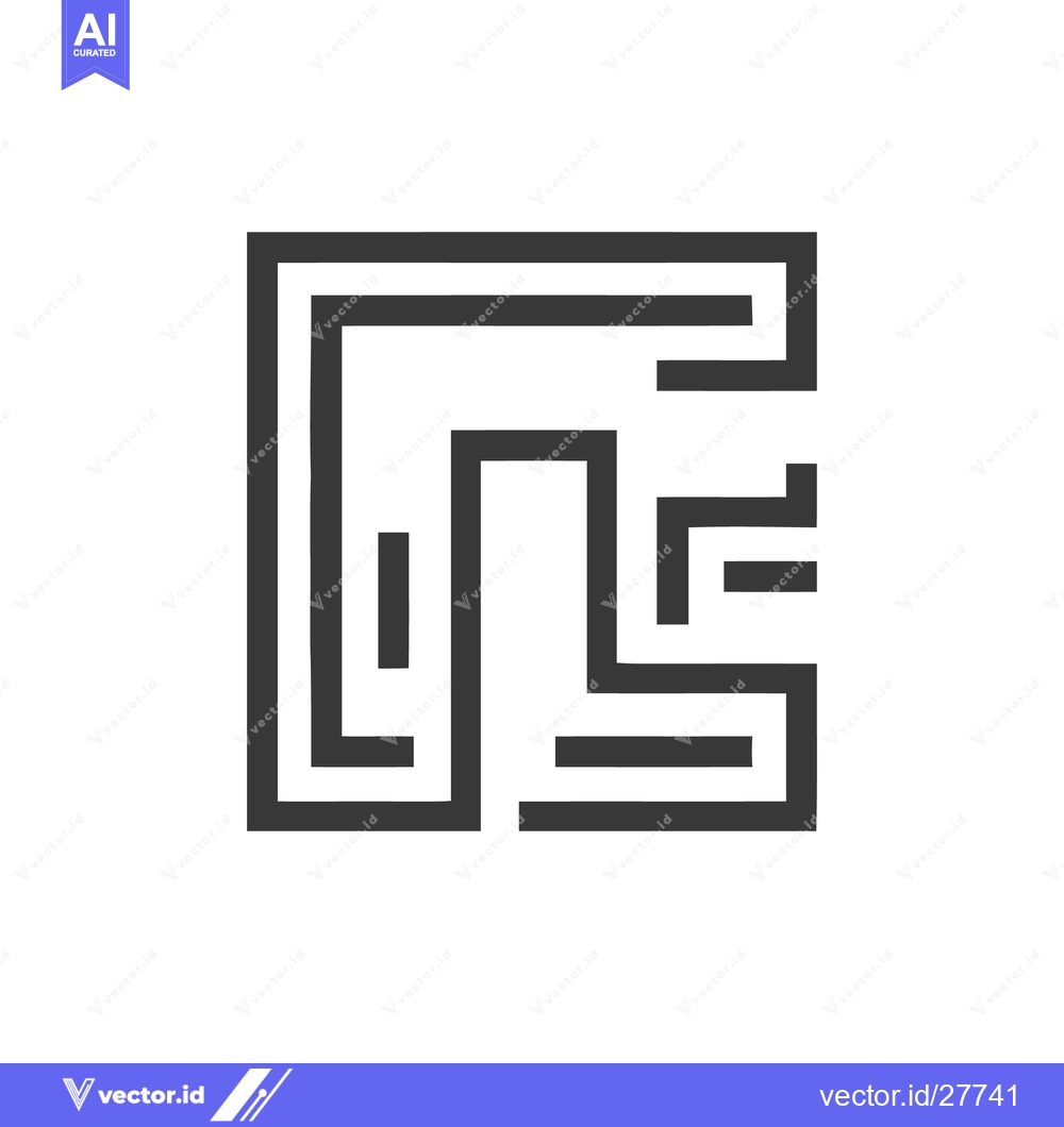 Premium Vector dari Abstract Maze-Like Square Design with Geometric Line Art on White Back