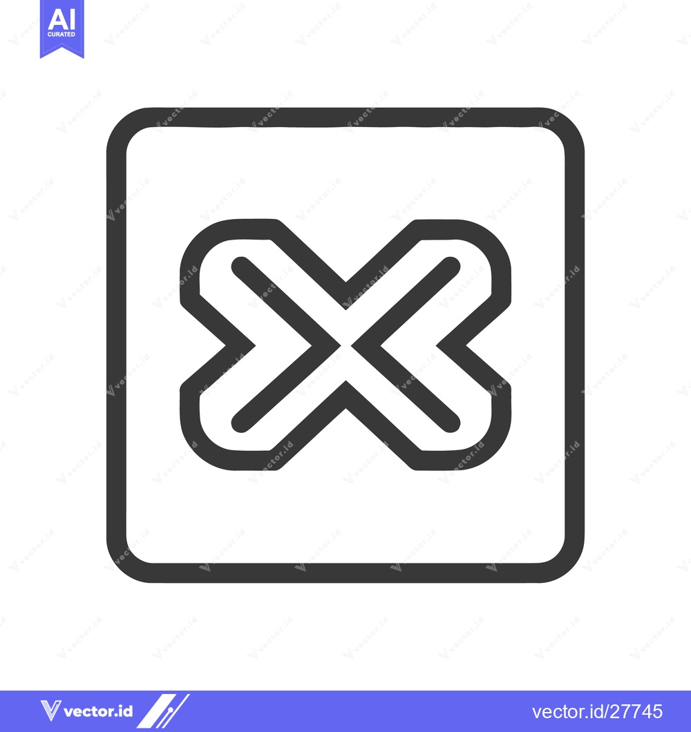 Premium Vector dari Bold X Symbol in Rounded Square Frame, Minimalist Design on White