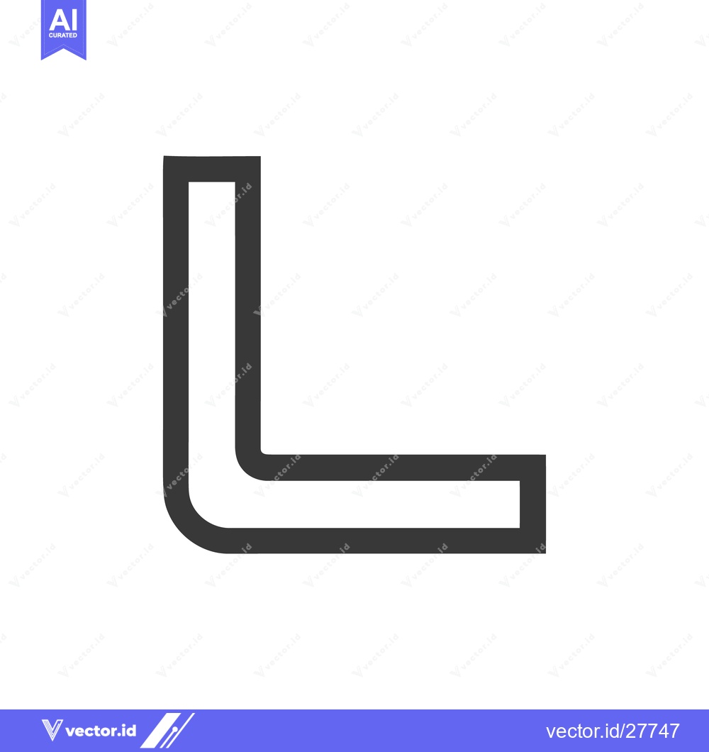 Premium Vector dari Minimalist Gray L-Shape Outline on White Background, Simple Geometric