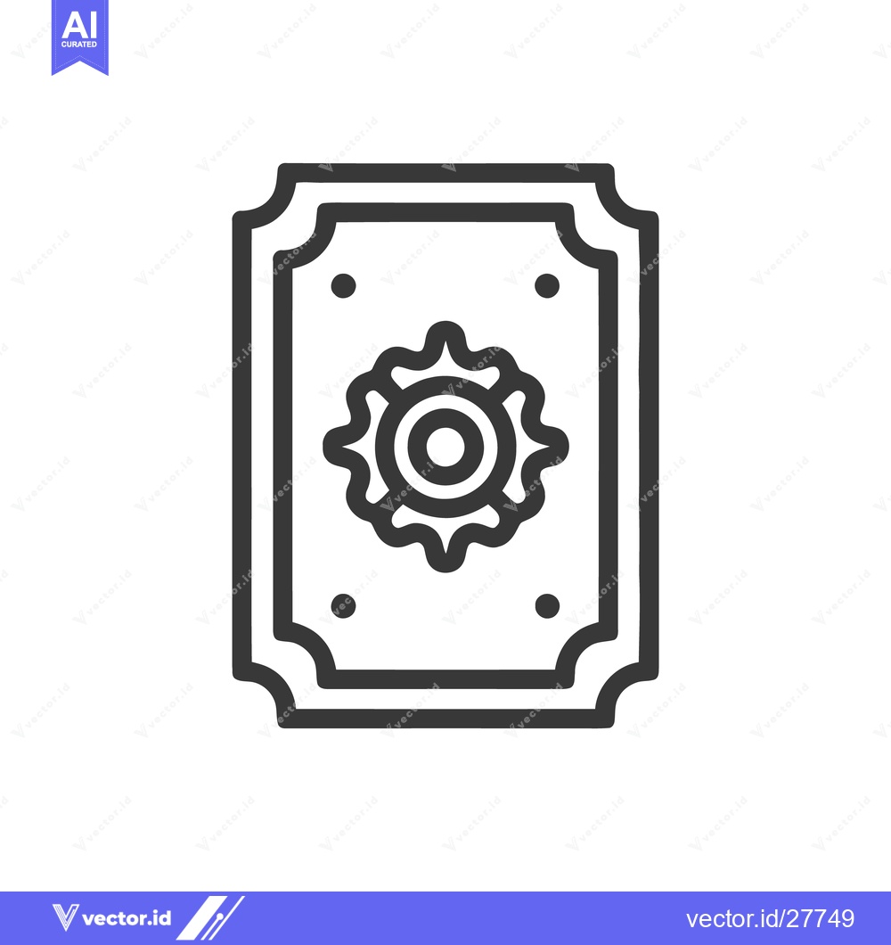 Premium Vector dari Ornate Frame with Central Floral Motif, Minimalist Line Art Design