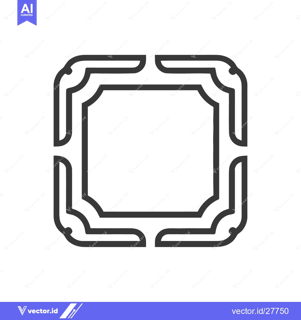 Premium Vector dari Ornate Square Frame: Bold Outline with Decorative Corner Elements on W