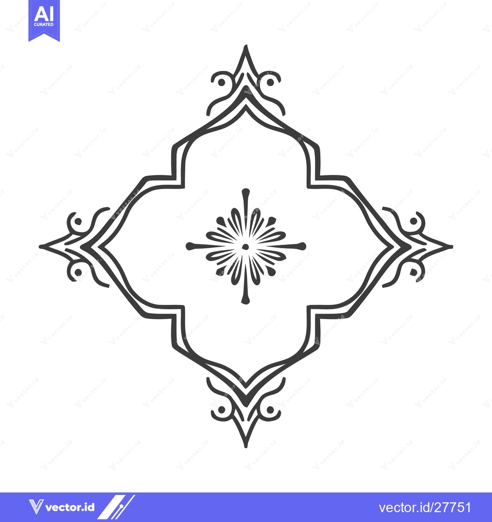 Premium Vector dari Ornate Floral Frame with Central Burst, Elegant Decorative Element