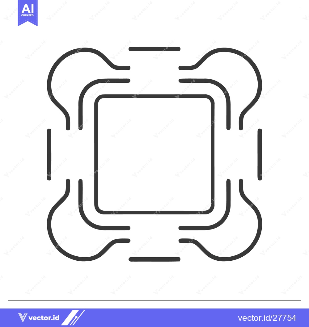 Premium Vector dari Abstract Square Frame with Rounded Elements, Minimalist Design, Black