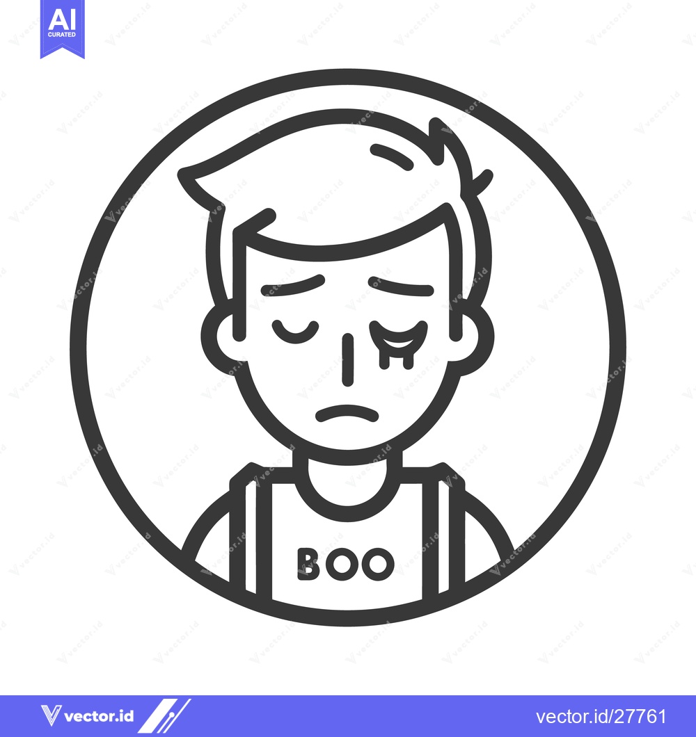 Premium Vector dari A black and white illustration of a sad person crying