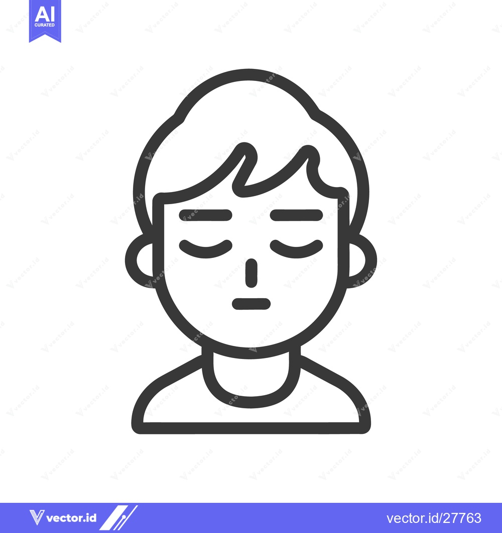 Premium Vector of Simple graphic depiction of a human face with closed eyes