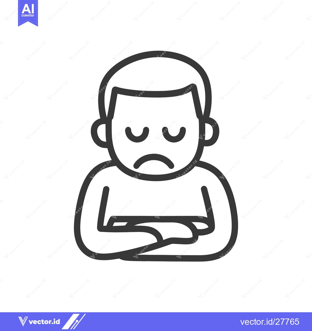 Premium Vector dari A simple outline illustration depicting a person feeling unhappy or sa