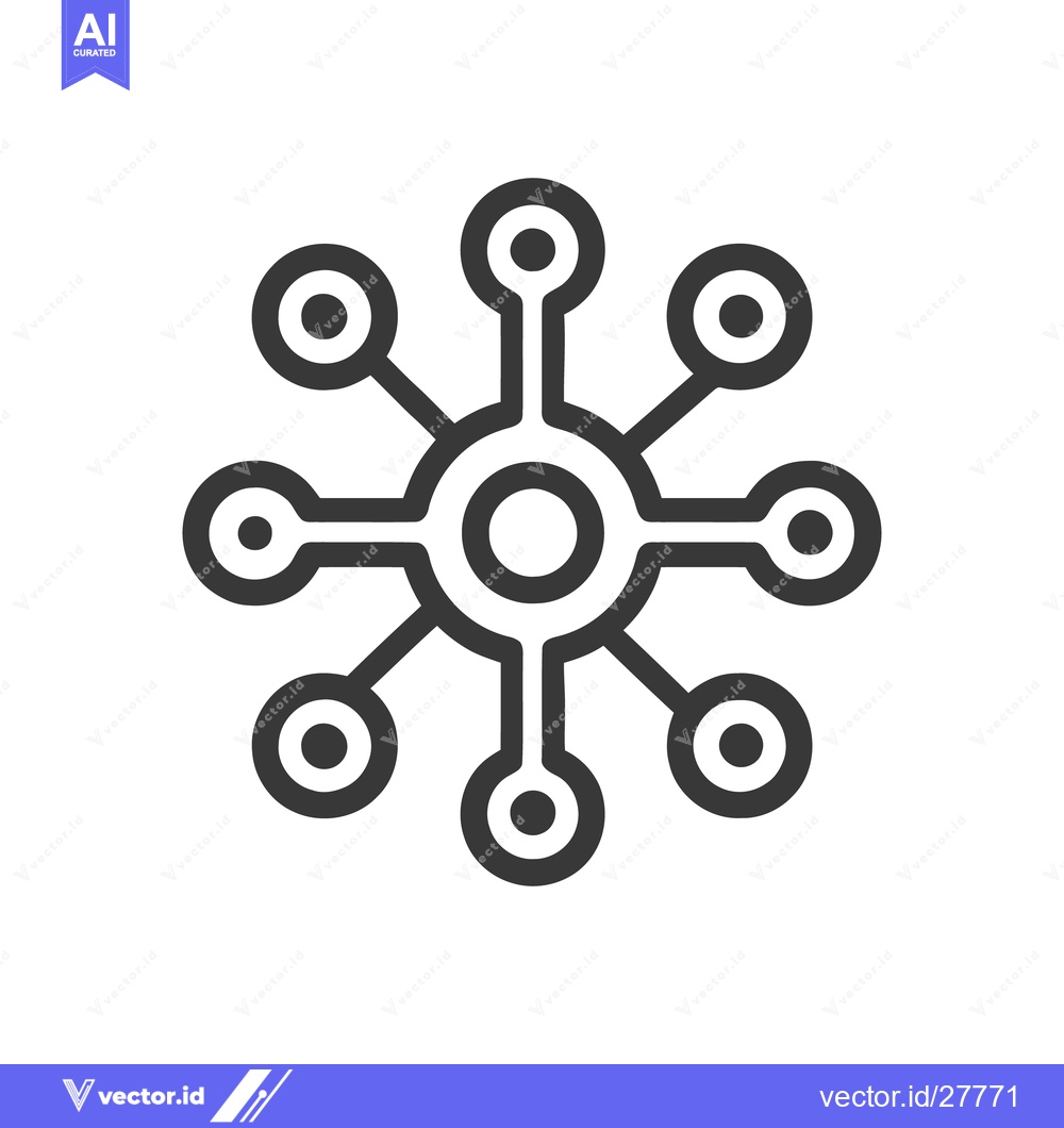 Premium Vector dari Network Connection Icon: Central Hub Linking Multiple Nodes, Simple De