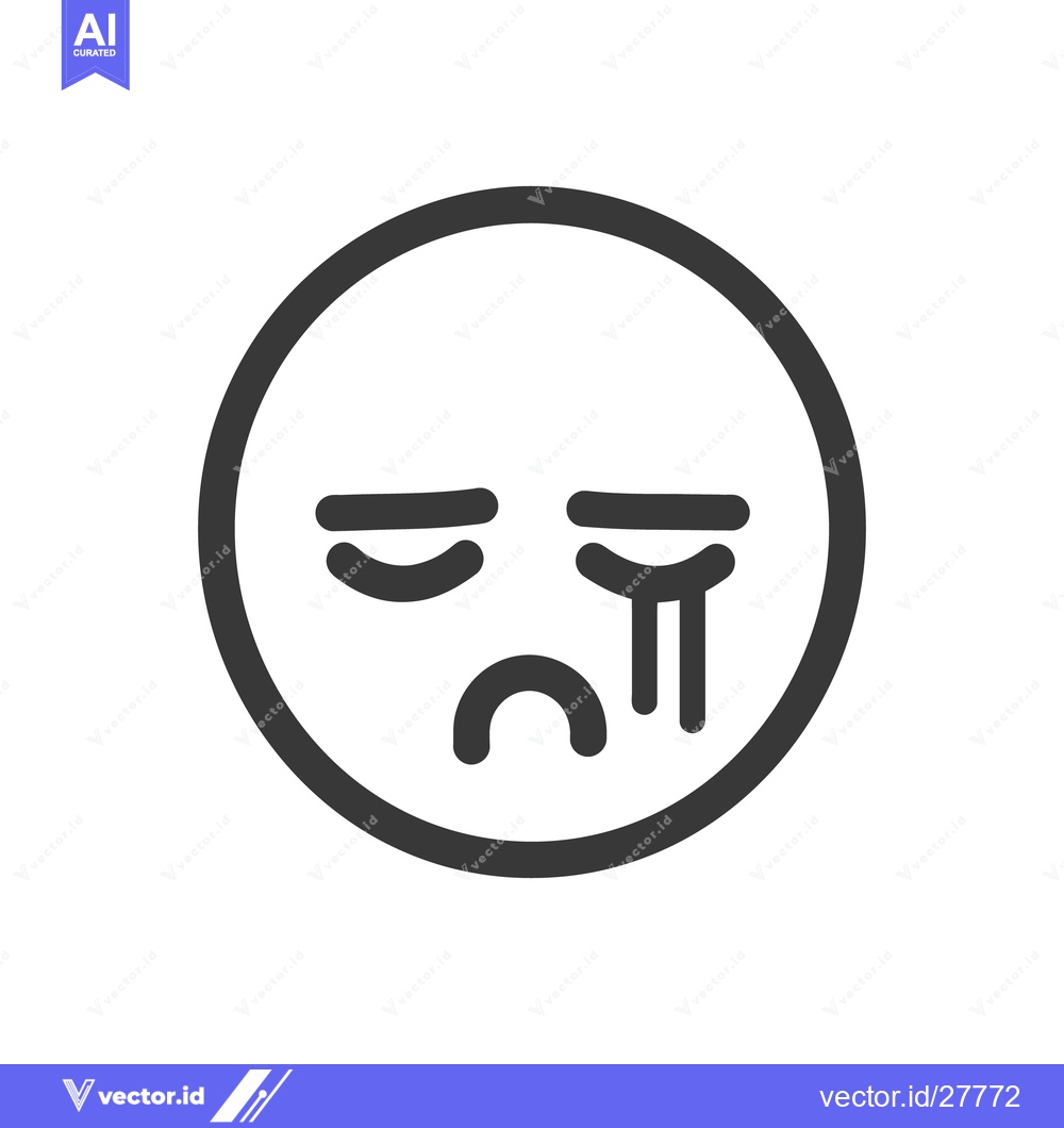 Premium Vector dari A simple grayscale graphic depicting a crying emoji face