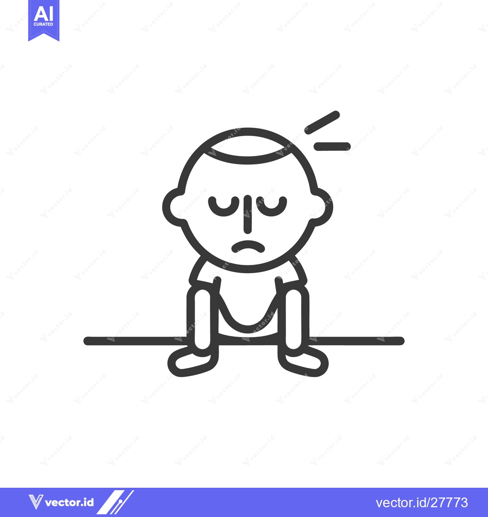 Premium Vector dari A simple black and white illustration of a sad child