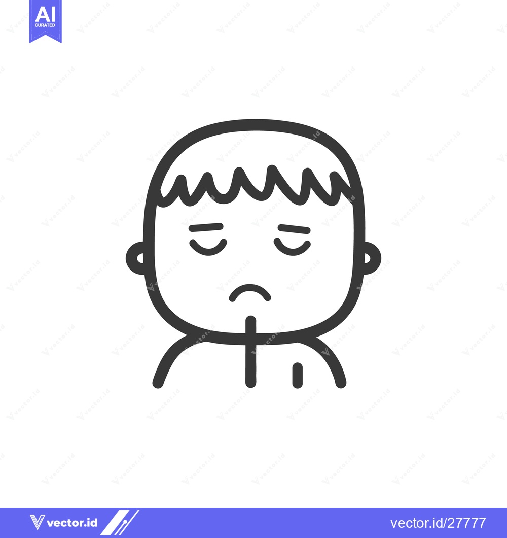 Premium Vector dari A simple line drawing of a child with a sad expression