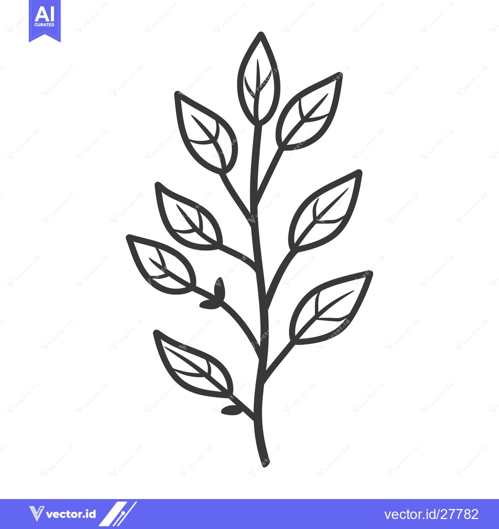 Premium Vector of A simple drawing of a leafy plant stem with delicate leaves