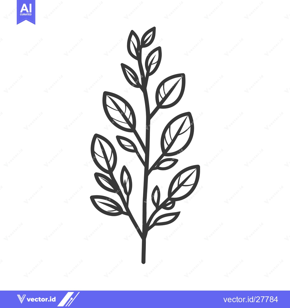 Premium Vector dari A simple line art illustration of a plant with several leaves