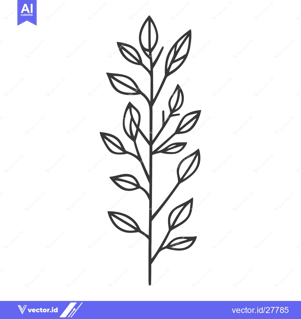 Premium Vector dari A simple illustration depicts a branch with many leaves