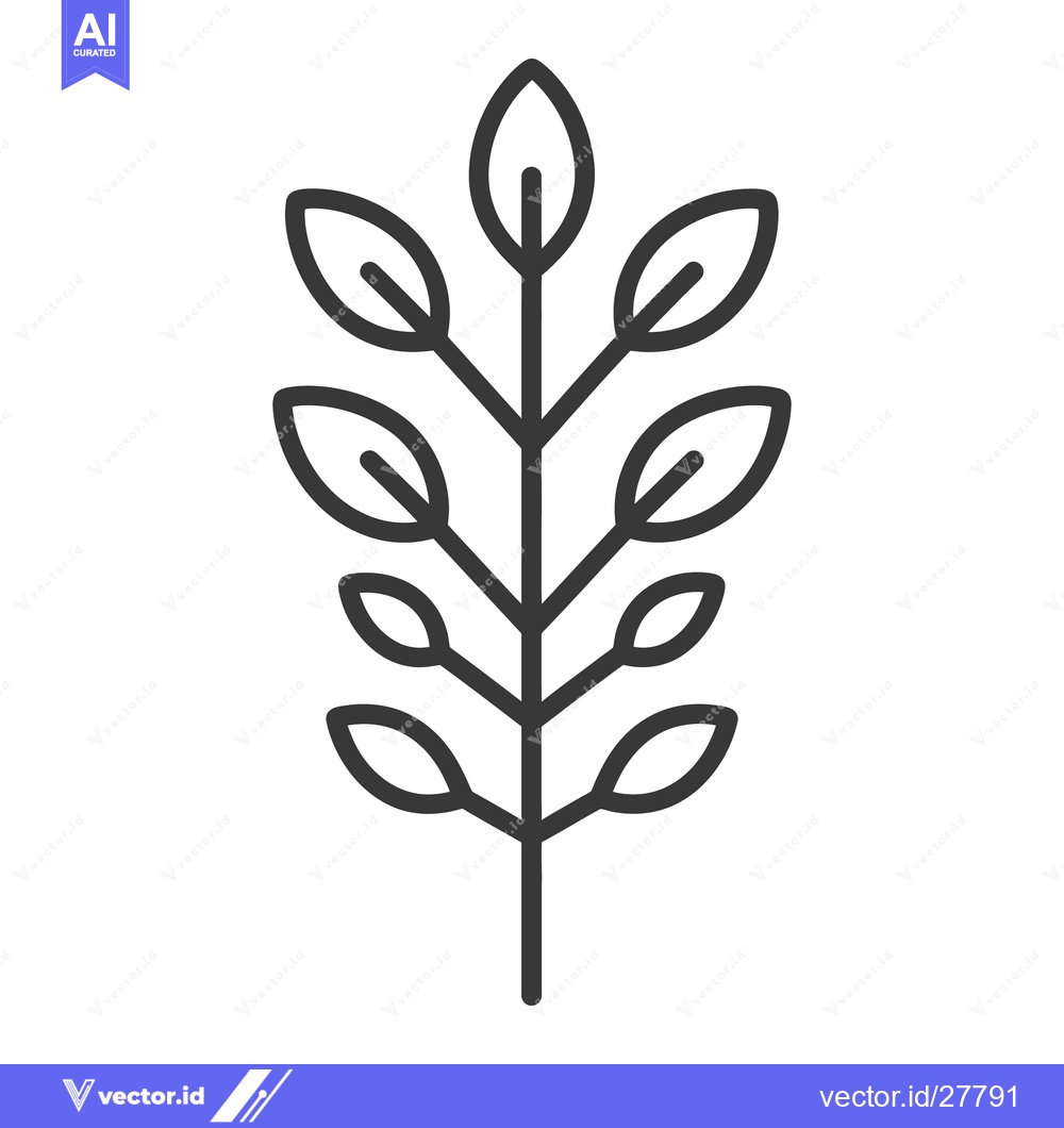 Premium Vector dari A graphic black and white illustration of a leafy plant stem