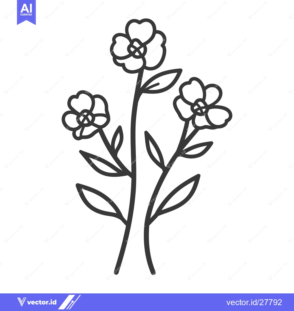 Premium Vector dari Simple black and white outline of a floral plant composition