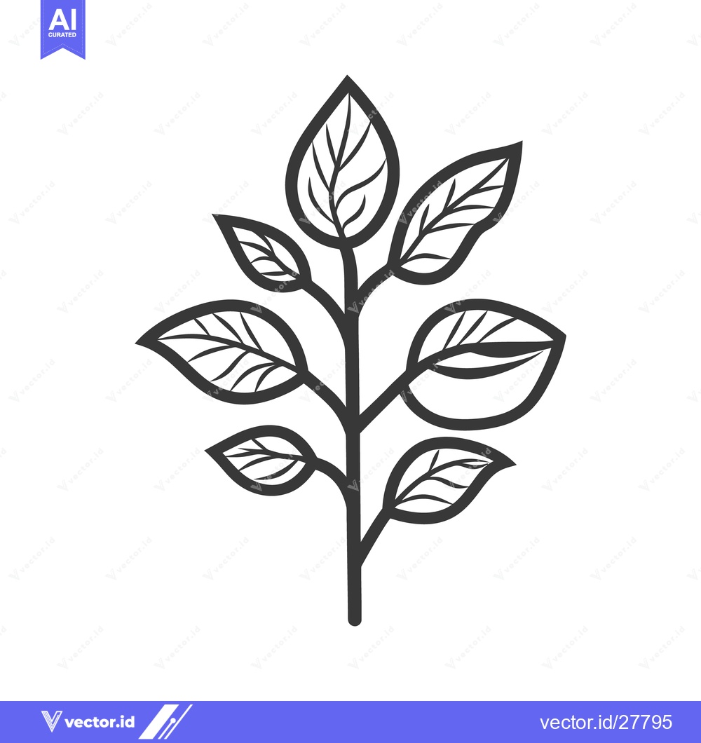 Premium Vector dari Simple vector illustration of a plant with multiple leaves