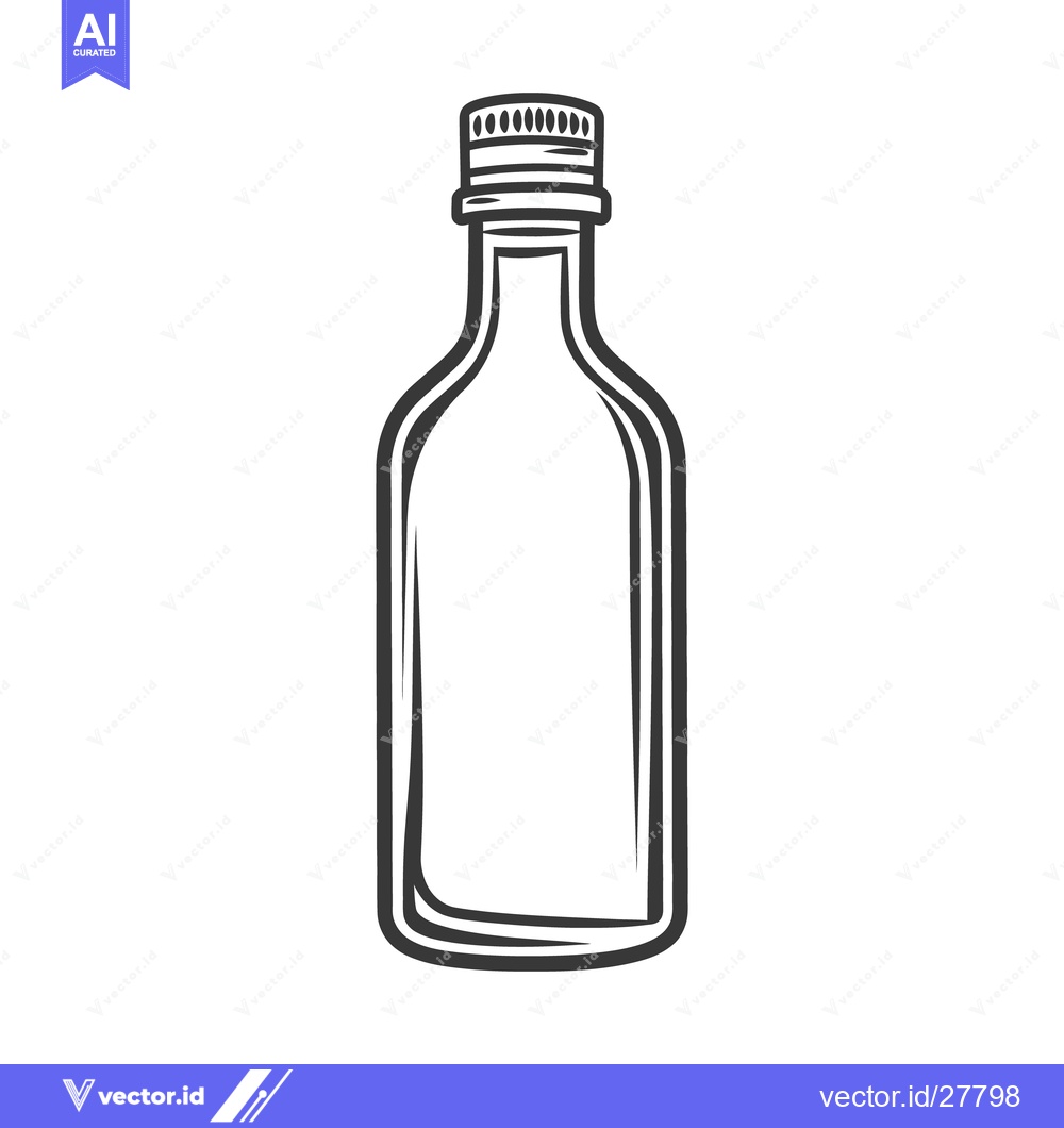 Premium Vector of A monochrome illustration of a glass bottle with a cap