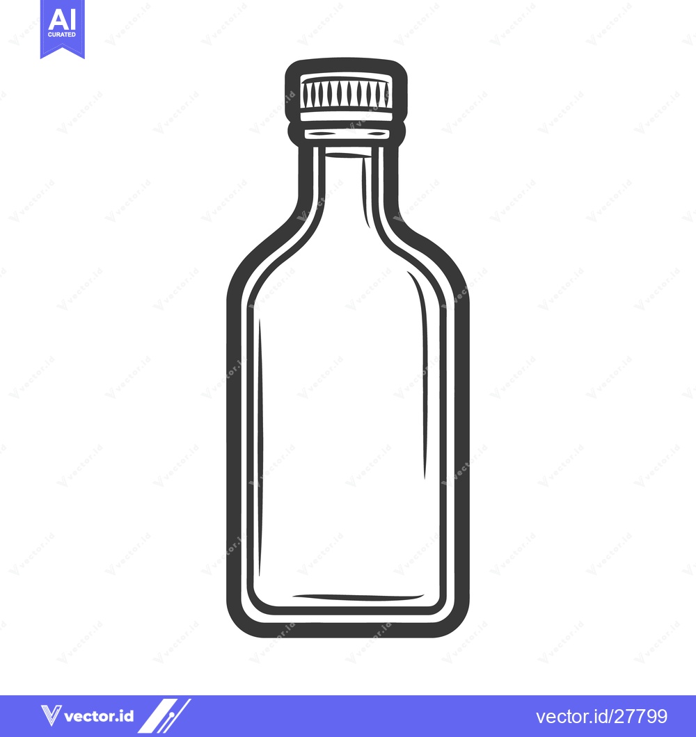 Premium Vector dari A minimalist black and white drawing of a sealed bottle